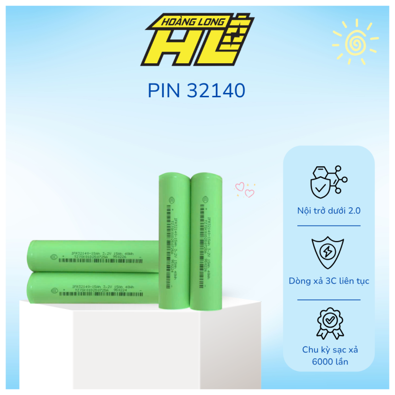 Pin Sắt LiFePO4 32140 3.2V 15Ah Tặng Kèm Khung Chống Vênh Kẽm