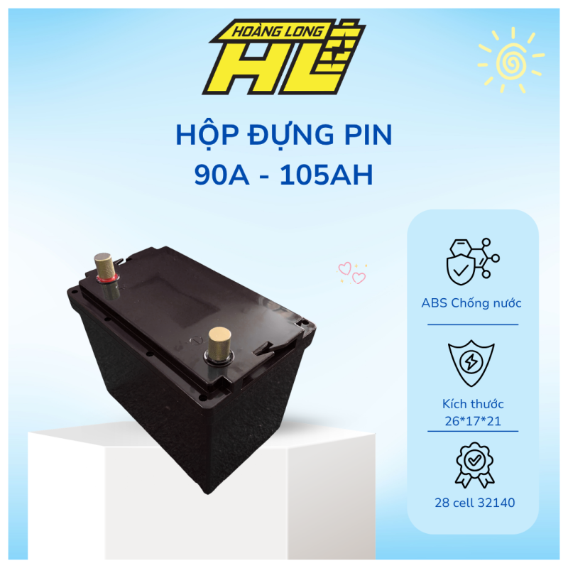 Hộp Đựng Pin 90A - 105Ah  ABS Chống Nước ( 26*17*21)  – Chưa Kèm Đồng Hồ