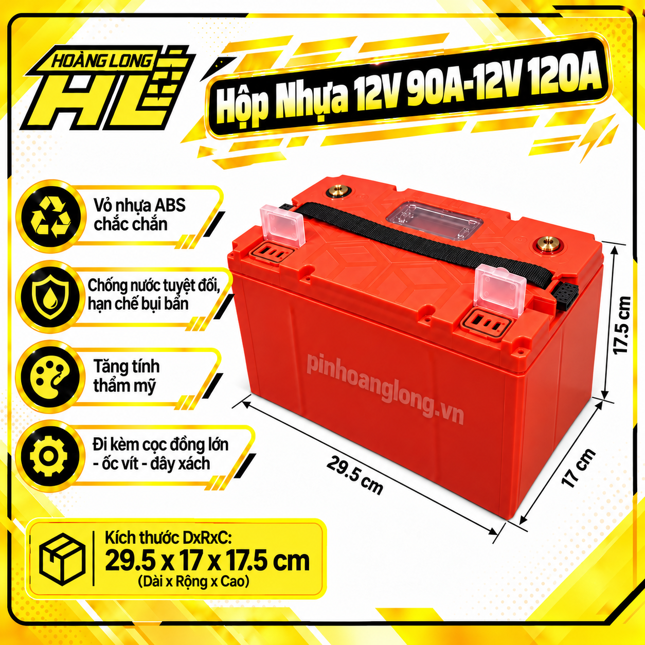 Hộp Nhựa 12V 90A - 12V 120A – Vỏ Bảo Vệ Mạch BMS Pin Lithium