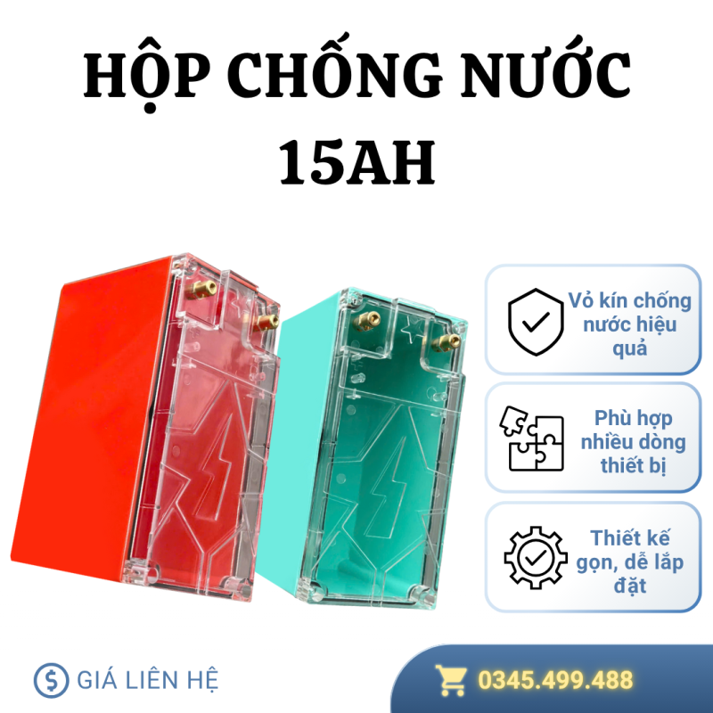 Hộp 15Ah Chống Nước Mẫu Mới 100% – Bền Chắc, Kín Nước, Dễ Dùng