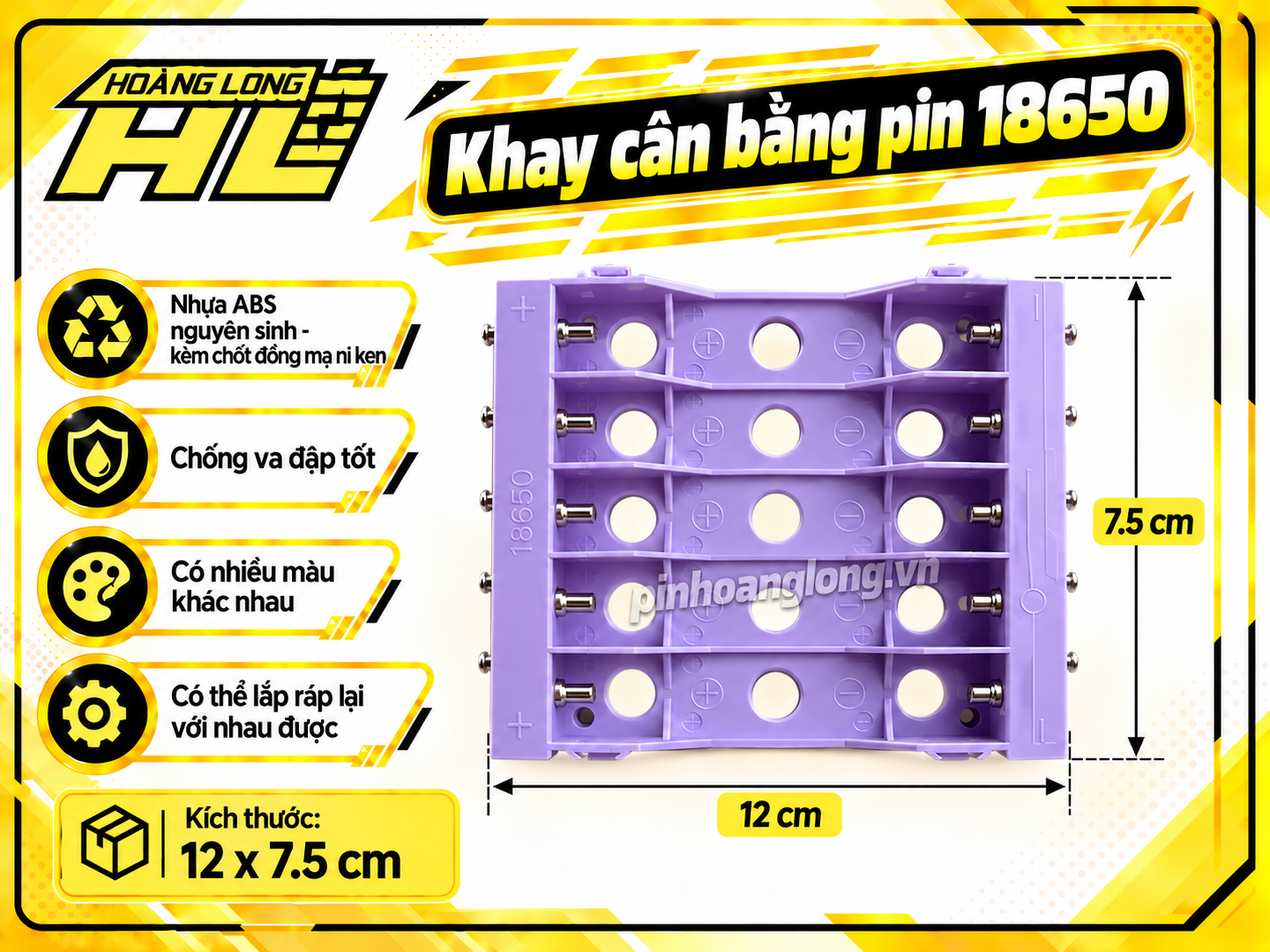 Khay cân bằng pin 18650  siêu bền -  6 cell