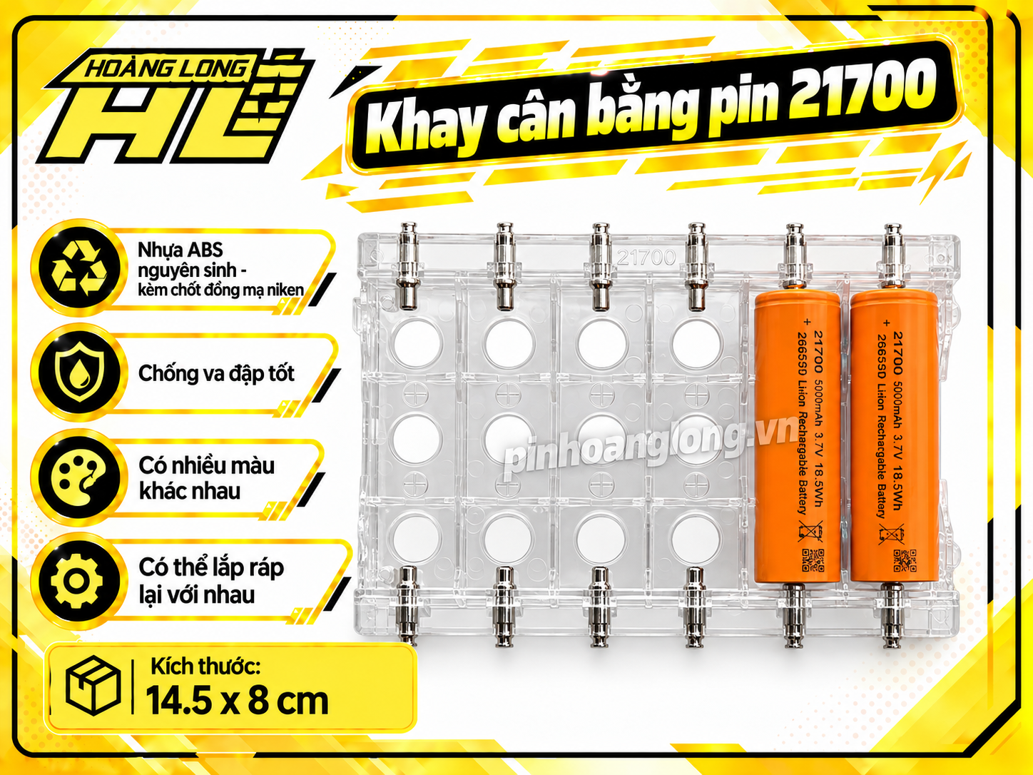 Khay cân bằng pin 21700- trong suốt (6 cell)