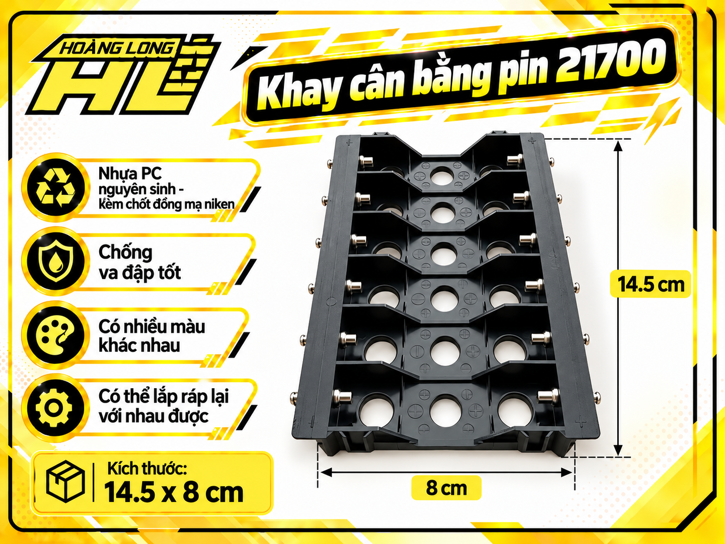 Khay cân bằng pin 21700 (6 cell)