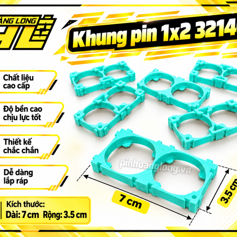 Khung Pin 32140 1x2 – Giá Đỡ Cell Pin Chắc Chắn, Dễ Lắp Ráp