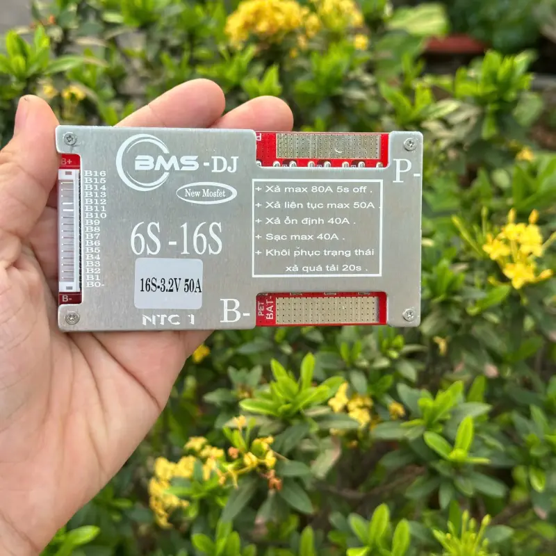 Mạch BMS 16S 50A – BMS-DJ 6S-16S 3.2V, Bảo Vệ Pin Lithium LiFePO4