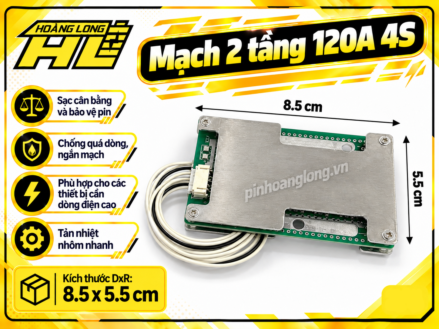 Mạch BMS 2 Tầng 120a Sạc Sả Chung Cổng (3s/4s)