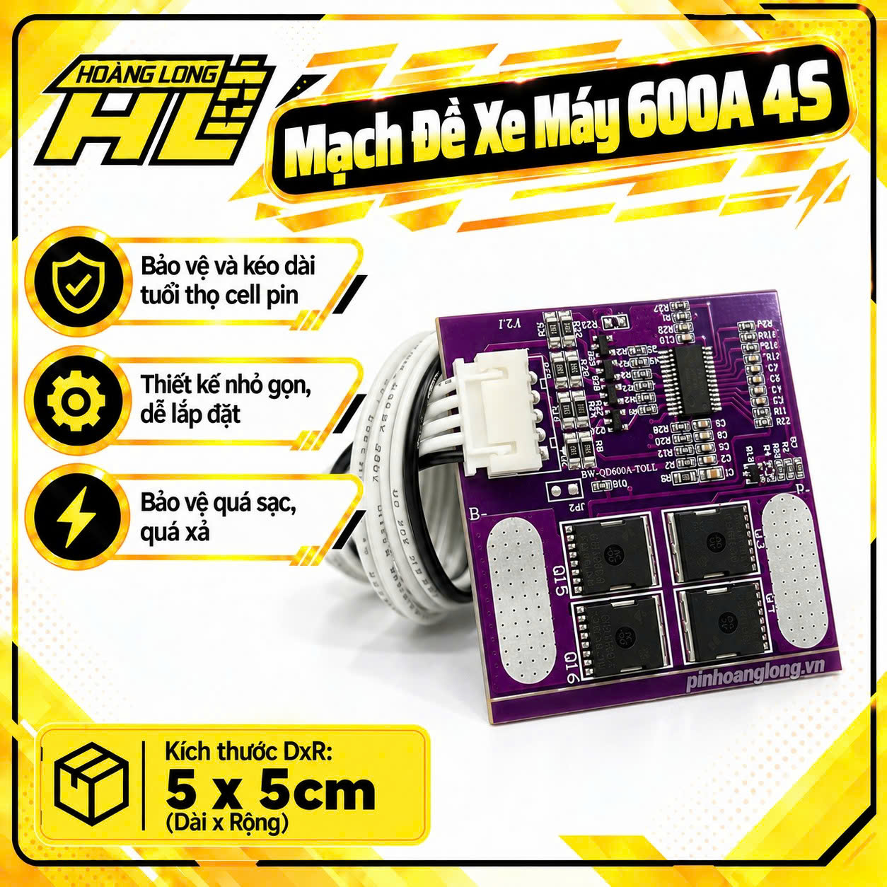 Mạch BMS Đề Xe Máy 600A Cho Hệ Pin ( 3s / 4s )