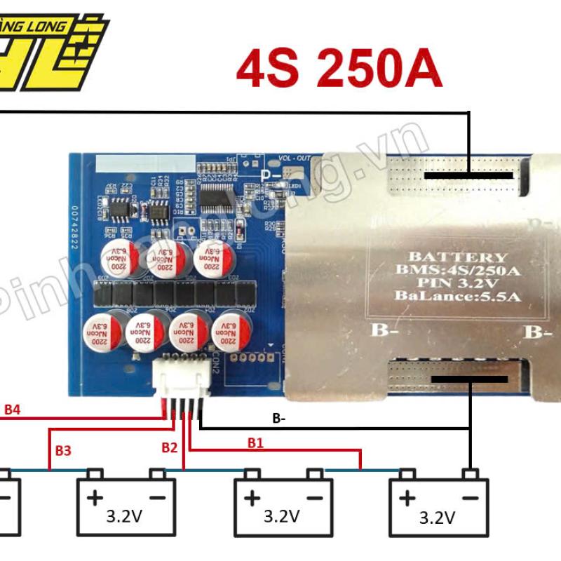 Mạch BMS 250A Công Suất Lớn Tích Hợp Cân Bằng Chủ Động (4s)