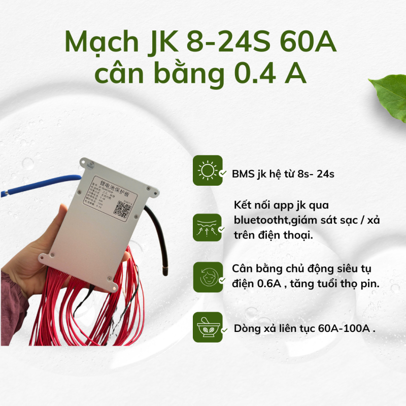 Mạch BMS JK 24S 60A/100A cân bằng 0.4A ( 8- 24S).