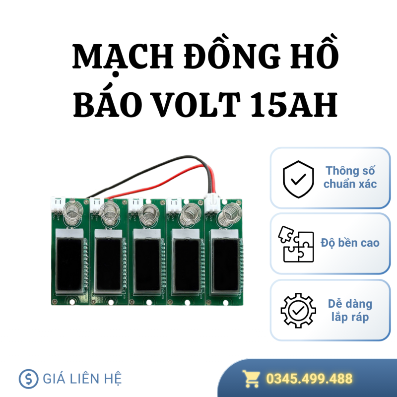 Mạch Đồng Hồ Báo Volt Cho Hộp Pin Lithium 15Ah – Hiển Thị Điện Áp Chính Xác