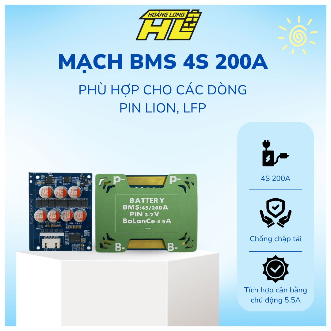 Mạch BMS 200A Chống Chập – Tích Hợp Cân Bằng Chủ Động Thế Hệ Mới