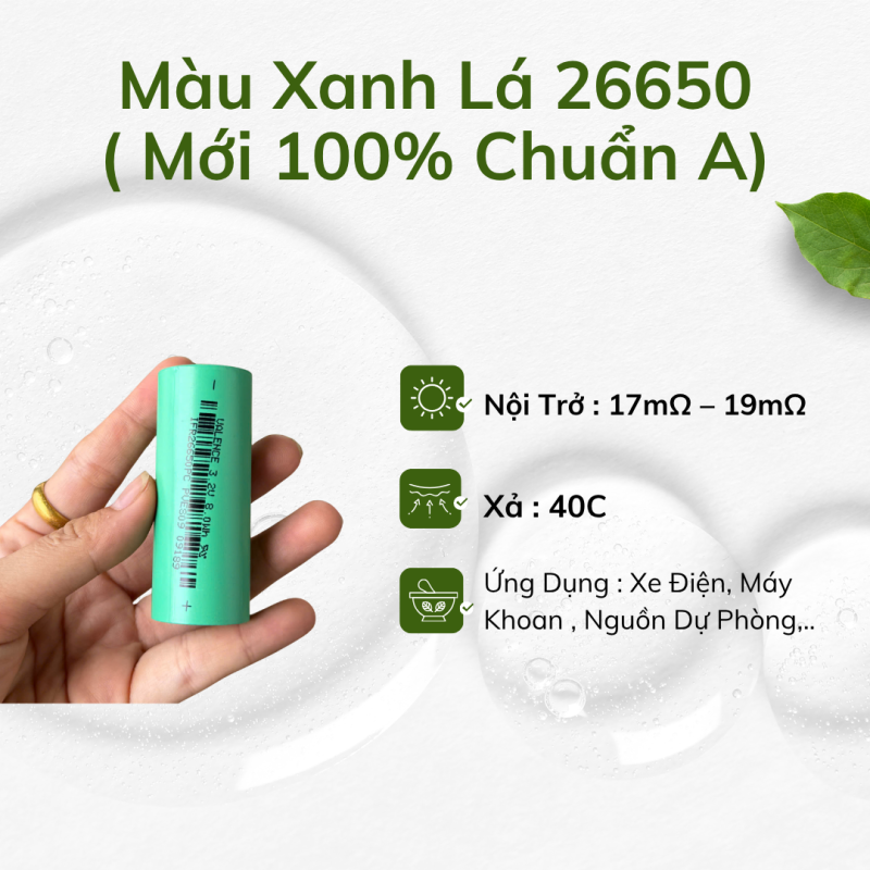 Màu Xanh Lá  26650 ( new 100% chuẩn A )