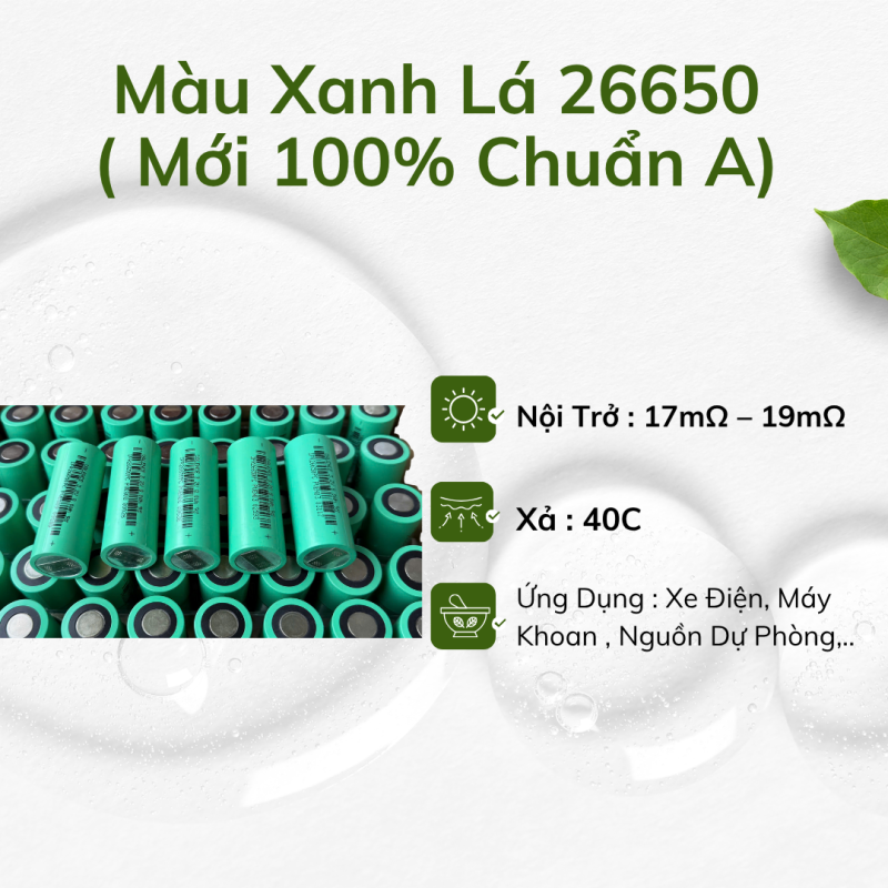 Màu Xanh Lá  26650 ( new 100% chuẩn A )