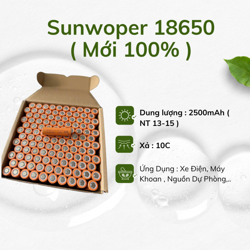 Màu Cam 18650 SunPower  ( Mới 100% -  Xả 10C  )