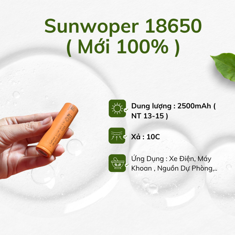 Màu Cam 18650 SunPower  ( Mới 100% -  Xả 10C  )