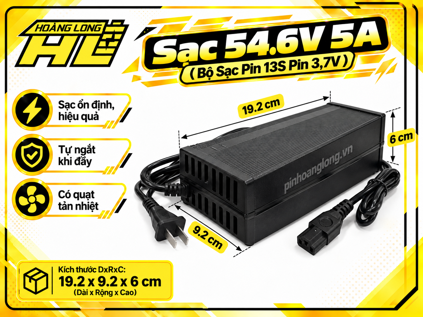 Sạc 54.6V 5A – Bộ Sạc Pin Lithium-ion 13S (Pin 3.7V)