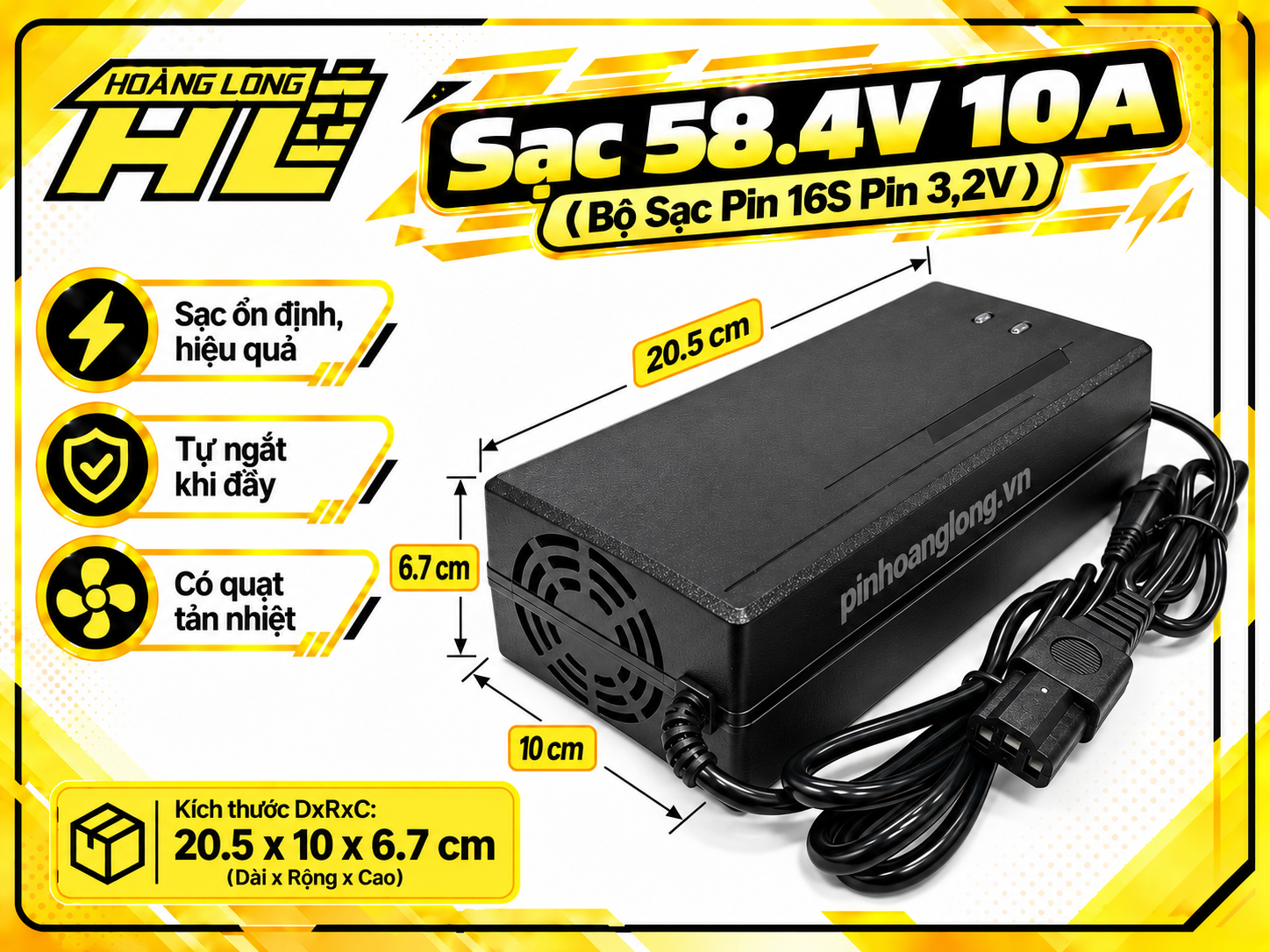 Sạc 58.4V 10A – Bộ Sạc Pin LiFePO4 16S (Pin 3.2V)