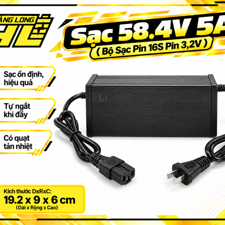 Sạc 58.4V 5A – Bộ Sạc Pin LiFePO4 16S (Pin 3.2V)