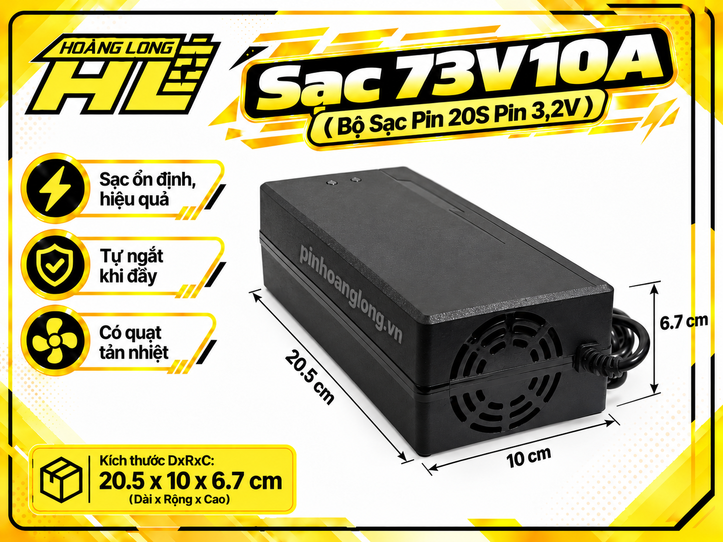 Sạc 73V 10A – Bộ Sạc Pin LiFePO4 20S (Pin 3.2V)