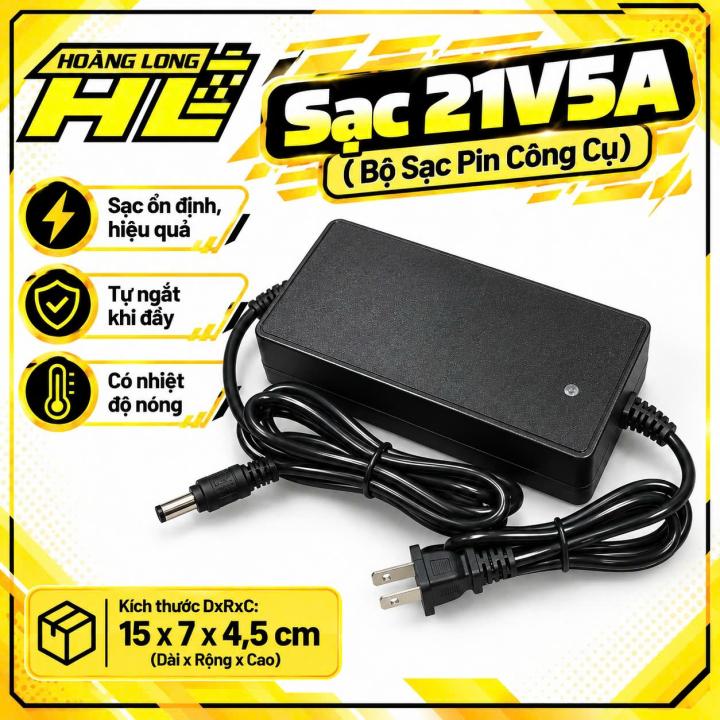 Sạc 21V 5A – Bộ Sạc Pin Công Cụ Lithium-ion 5S (Pin 3.7V)