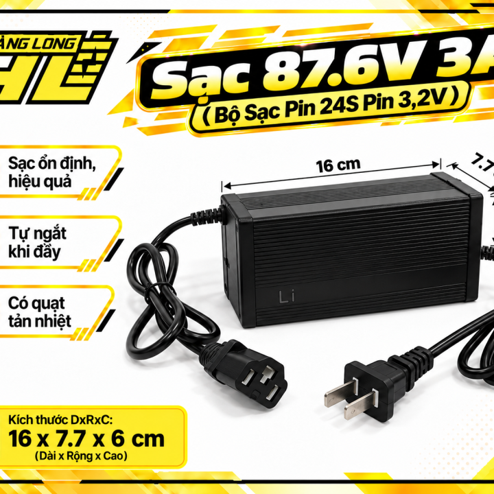Sạc 87.6V 3A – Bộ Sạc Pin LiFePO4 24S (Pin 3.2V)