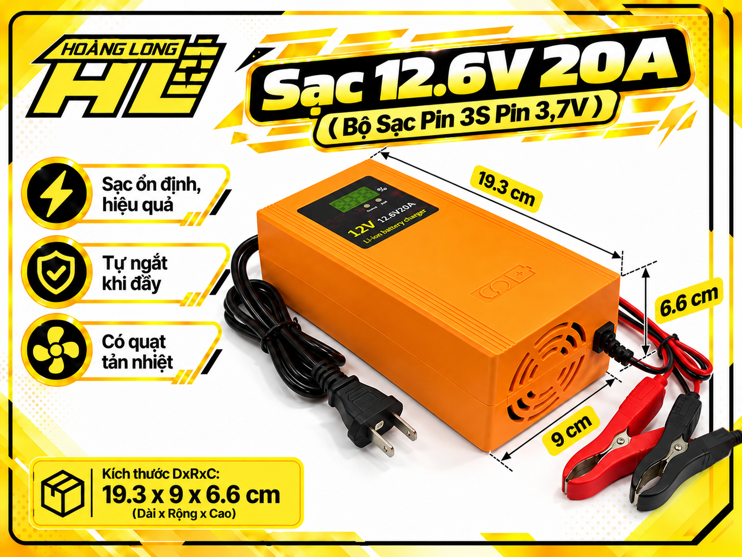 Sạc 12.6V 20A – Bộ Sạc Pin Lithium-ion 3S (Pin 3.7V)