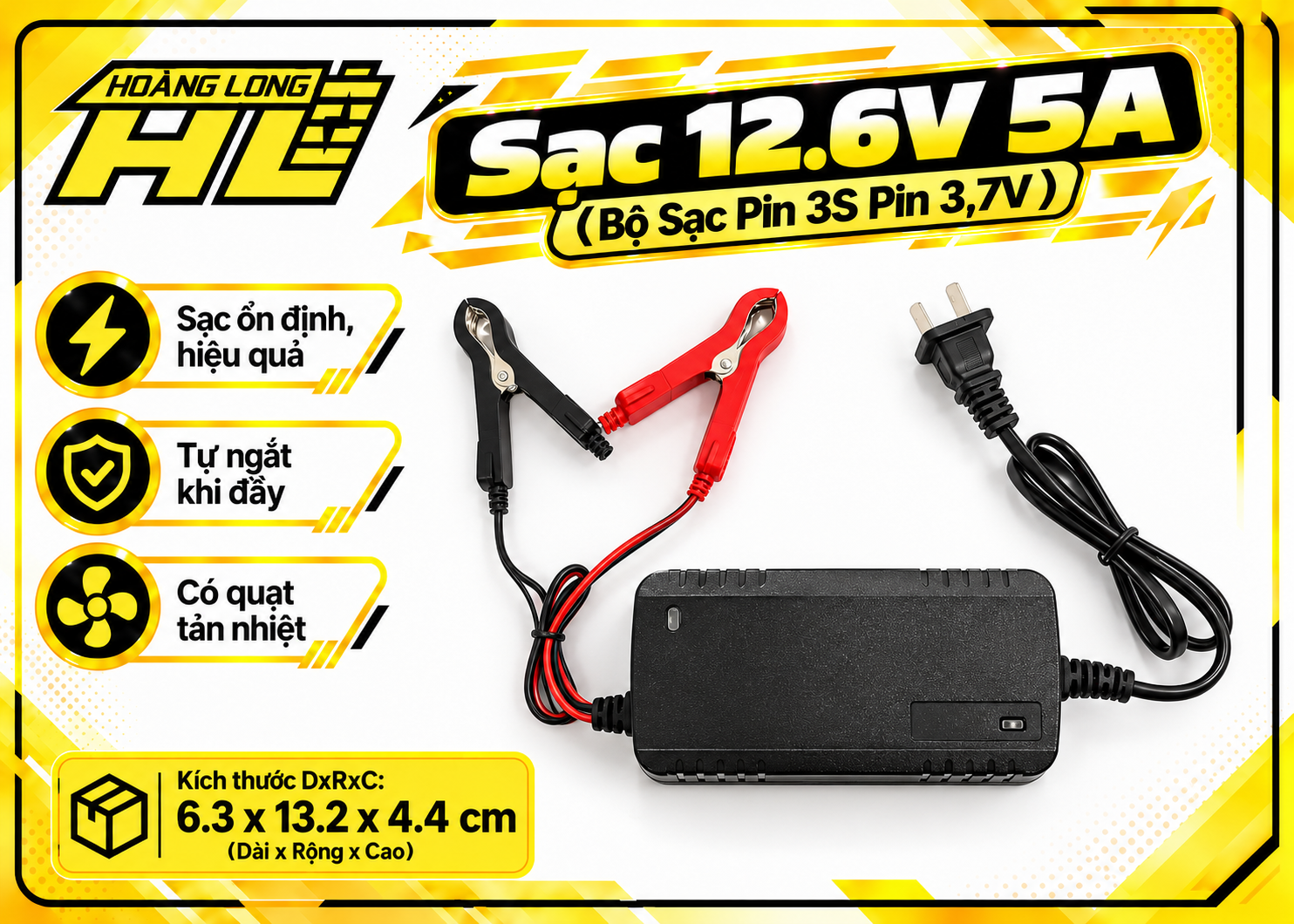 Sạc 12.6V 5A – Bộ Sạc Pin Lithium-ion 3S (Pin 3.7V)