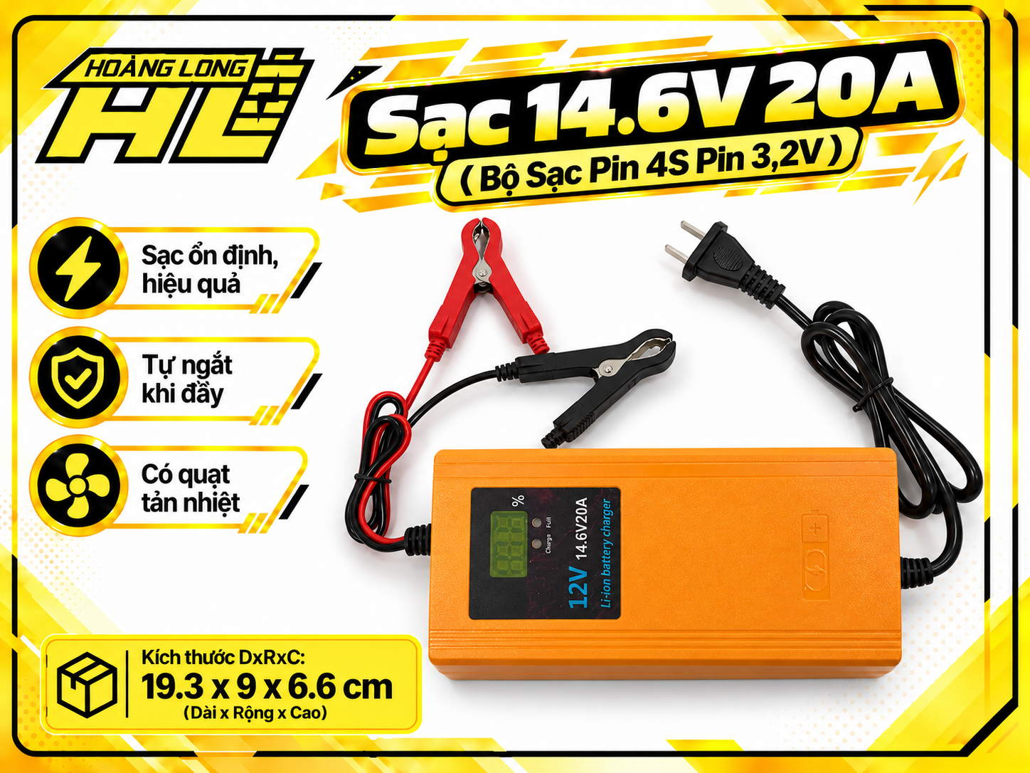 Sạc 14,6V 20A – Bộ Sạc Pin Lithium LiFePO4 4S (Pin 3.2V)