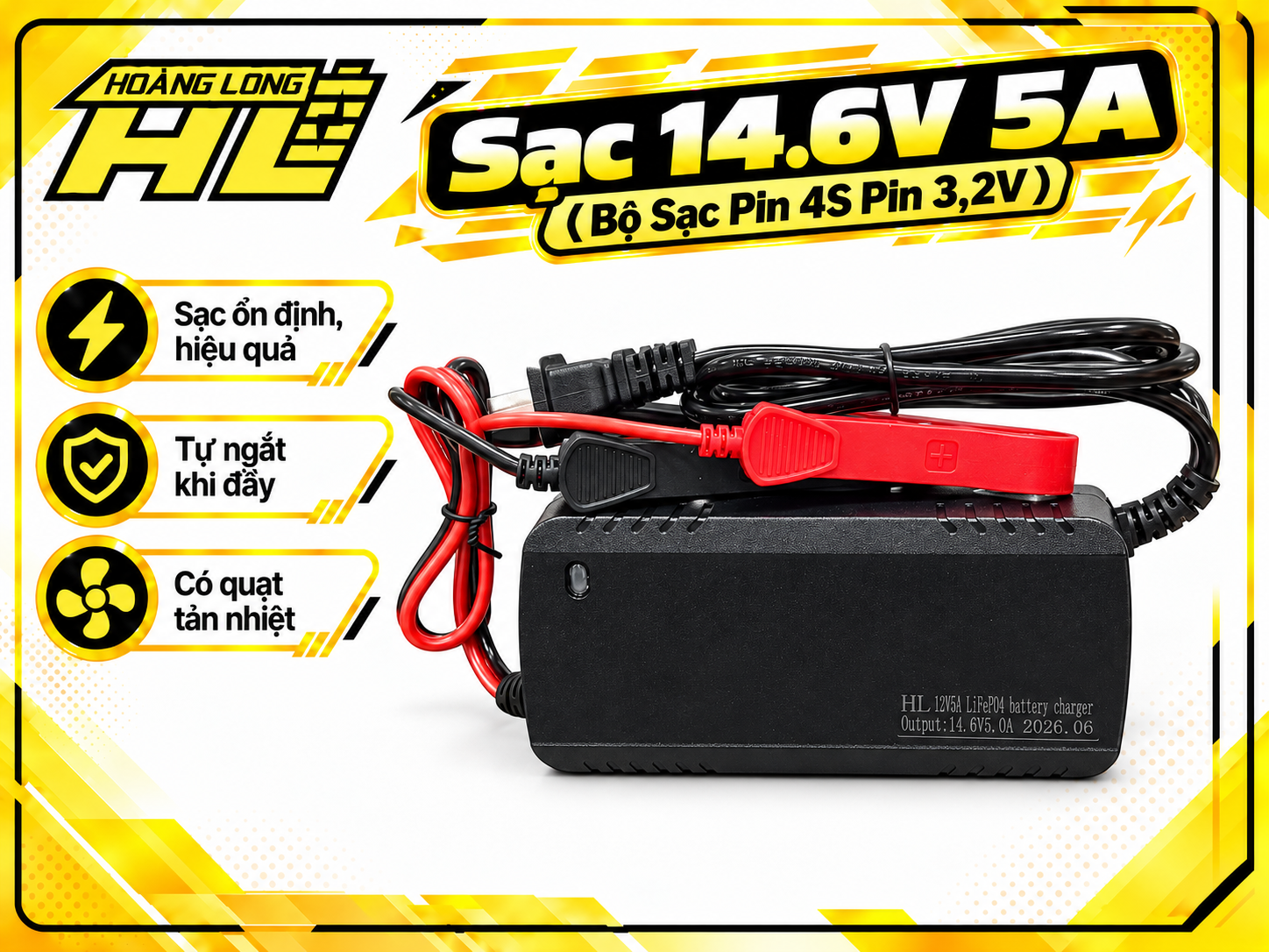 Sạc 14.6V 5A – Bộ Sạc Pin LiFePO4 4S (Pin 3.2V)