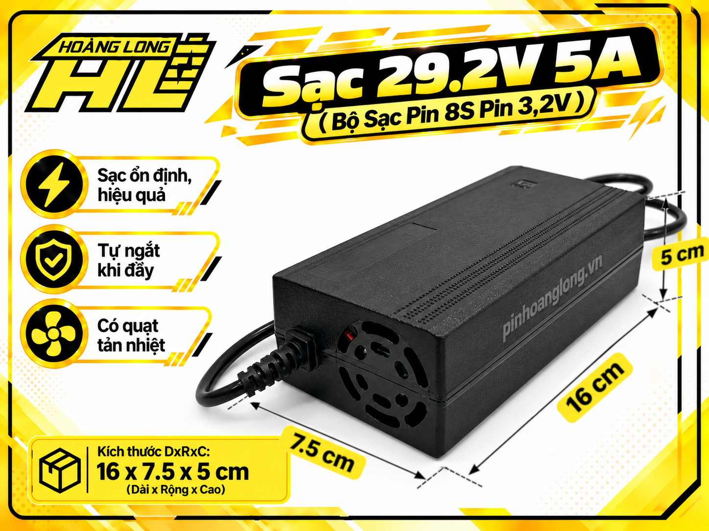 Sạc 29.2V 5A – Bộ Sạc Pin LiFePO4 8S (Pin 3.2V)